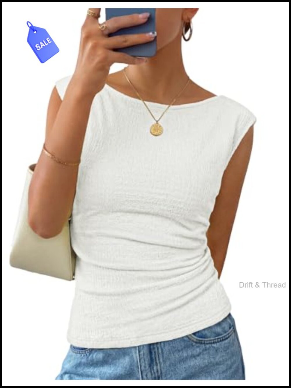 Women's Summer Tank Top Ruched Cap Sleeve Boat Neck Going Out Top